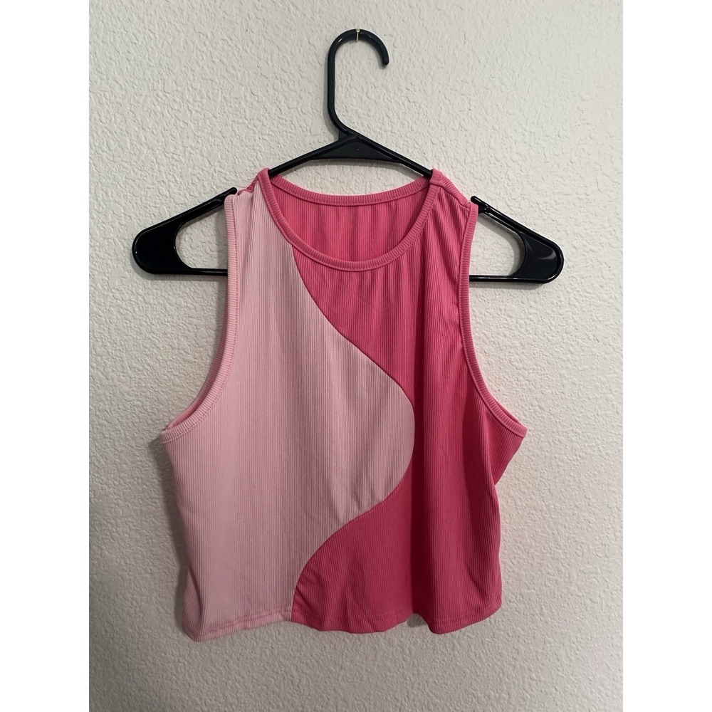 Hot Pink Two-Tone Tank Top Cropped, Vacation, Bachelorette, Party, Sorority - Picture 1 of 2
